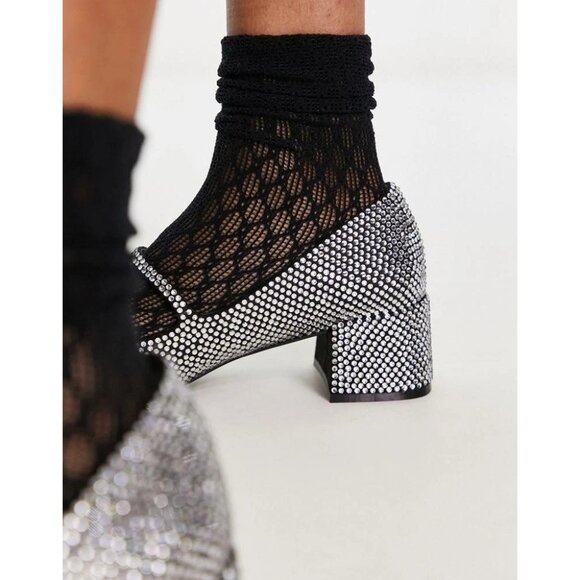 New Jeffrey Campbell Regal Embellished Crystal Block Heel Mary Janes Size 6 - Picture 2 of 14